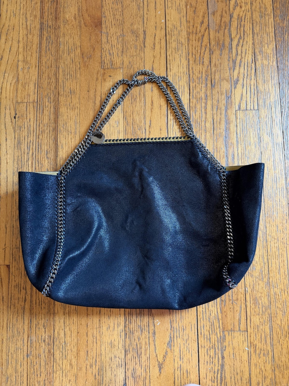 Stella Mccartney Falabella Tote Bag Womens Large Black Faux Leather Chain Pouch